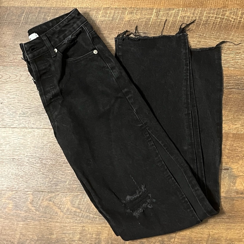 Black Distressed Jeans with side slits